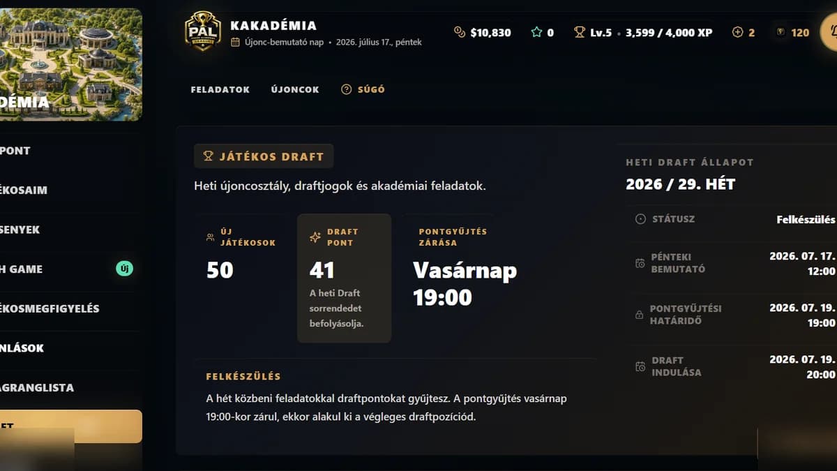 Daily and weekly objectives, Draft points and the next Weekly Draft time